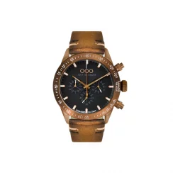 Strieborné pánske hodinky Out Of Order Watches s koženým pásikom Bronzo 42MM