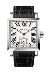 Męski srebrny zegarek Agelocer Watches ze skórzanym paskiem Codex Retro Series Silver / White 35MM