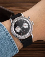 Men's silver Undone Watch with leather strap Urban Automatic Eclipse 40MM