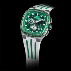 Men's silver Ralph Christian watch with a rubber band The Legacy Chrono Ice - Arctic Prism 42,5MM