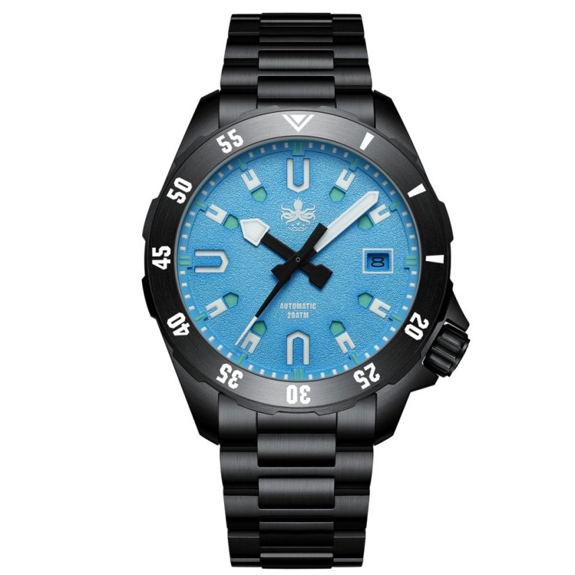 Men's black Phoibos watch with steel strap Apollo PY056BX - Automatic 39MM
