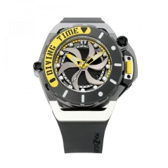 Herrenuhr Mazzucato in Schwarz mit Kautschukarmband RIM Scuba Black / Yellow - 48MM Automatic