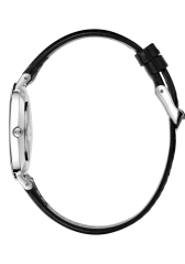 Silver women's Paul Rich watch with genuine leather strap Monaco Black Silver - Black Leather