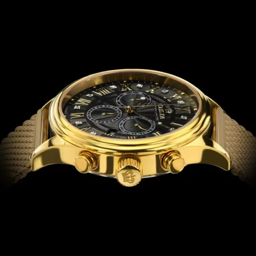 Reloj de oro Luis XVI para hombre con correa de acero Danton - Gold 44MM