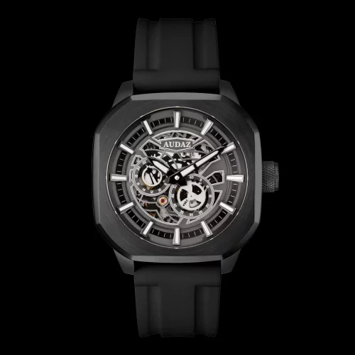 Čierne pánske hodinky Audaz Watches s gumovým pásom Maverick ADZ3060-01 - Automatic 43MM
