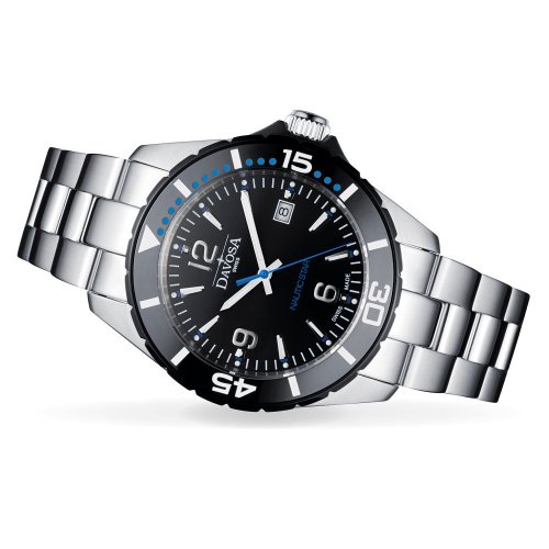 Miesten hopeinen Davosa -kello teräshihnalla Nautic Star - Silver/Blue 43,5MM