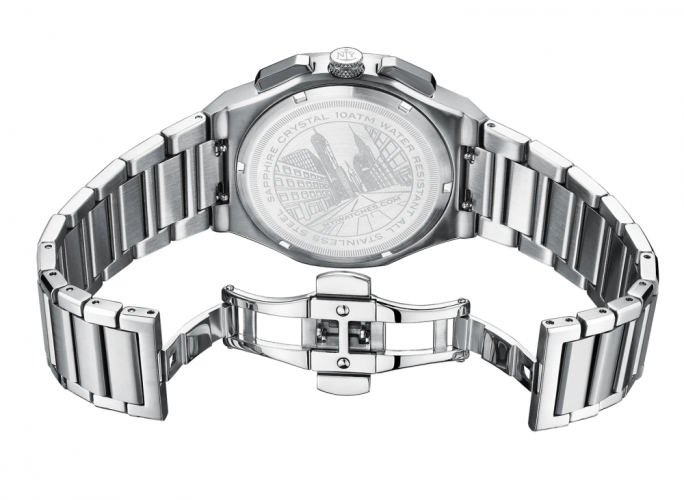 Miesten hopeinen NYI Watches -kello teräshihnalla Fulton 2.0 - Silver 42MM