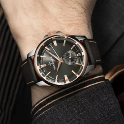 Strieborné pánske hodinky Venezianico s kozeným pásom Redentore Riserva di Carica 1321505 40MM