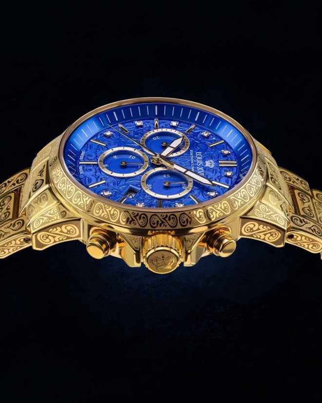 Zlaté pánské hodinky Louis XVI s ocelovým páskem Palais Royale With Diamond 1807 - Gold 43M