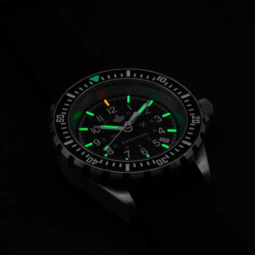 Stříbrné pánské hodinky Marathon Watches s gumovým páskem Grey Maple Large Diver's 41MM Automatic
