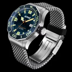 Ασημένιο ρολόι Audaz Watches για άντρες με ιμάντα από χάλυβα Marine Master ADZ-3000-02 - Automatic 44MM