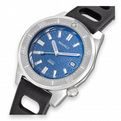 Stříbrné pánské hodinky Squale s gumovým páskem 1521 Onda Rubber - Silver 42MM Automatic