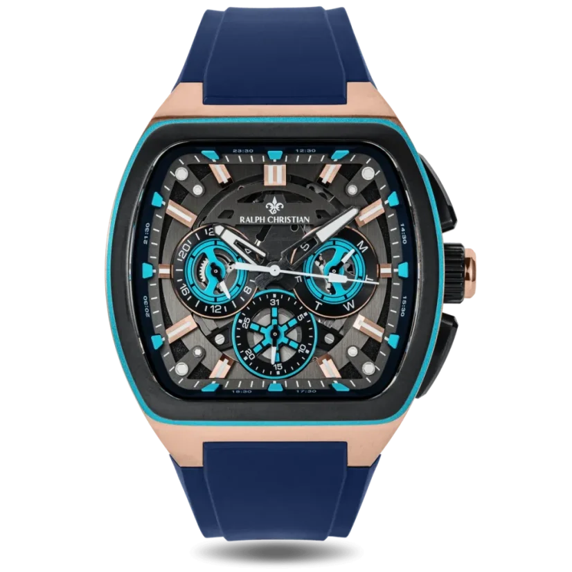 Černé pánské hodinky Ralph Christian s gumovým páskem The Vector Sport - Atlantic Pulse 47MM
