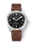 Stříbrné pánské hodinky Nivada Grenchen s koženým páskem Super Antarctic 3.6.9 Black No Vintage Effect 32039A14 38MM Automatic