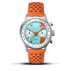 Relógio Ferro & Company prata para homem com bracelete em pele Race Master Chronograph GLF 39MM