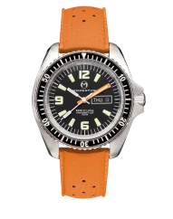 Men's silver Momentum Watch with rubber strap SQ30 Eclipse Solar - Orange Tropic FKM Rubber 42MM