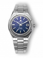 Muški srebrni sat Nivada Grenchen s čeličnim pojasom F77 Blue Date 68001A77 37MM Automatic