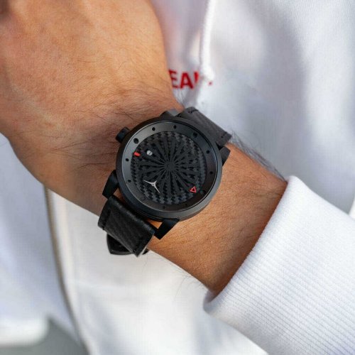 Μαύρο Zinvo Watches ρολόι ανδρών με ζώνη από γνήσιο δέρμα Blade Venom - Black 44MM