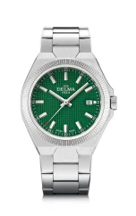 Zilverkleurig herenhorloge van Delma Watches met stalen riem band Midland Silver / Green 40,5MM