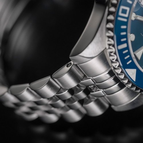 Reloj Davosa plateado para hombre con correa de acero Ternos Ceramic - Silver/Blue 40MM Automatic