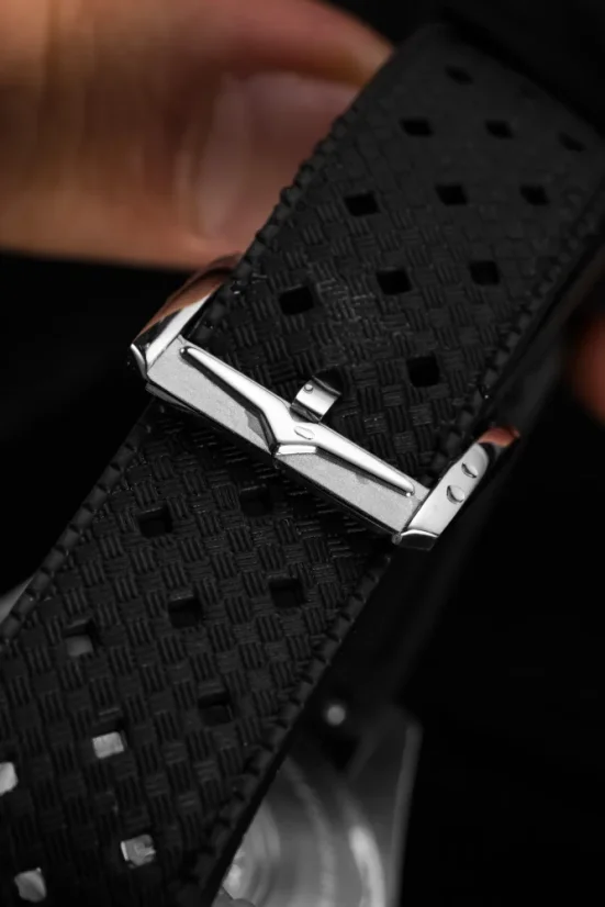 Men's silver Vulcain watch with rubber strap Skindiver Nautique - Salmon Beige Luminova - Rubber 44,5MM Automatic