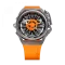 Relógio masculino de prata Mazzucato com bracelete de borracha Rim Sport Black / Orange - 48MM Automatic