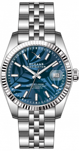 Ασημένιο ανδρικό ρολόι Ocean X με ατσάλινο λουράκι NAVIGATOR NVS322 - Silver Automatic 39MM