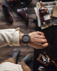Men's gray Vincero watch with leather strap The Altitude Matte Gray/Brown 43MM