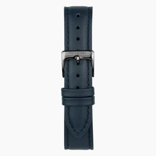 Montre Nordgreen pour homme en noir avec un bracelet en cuir Pioneer Navy Dial - Navy Leather / Gun Metal 42MM