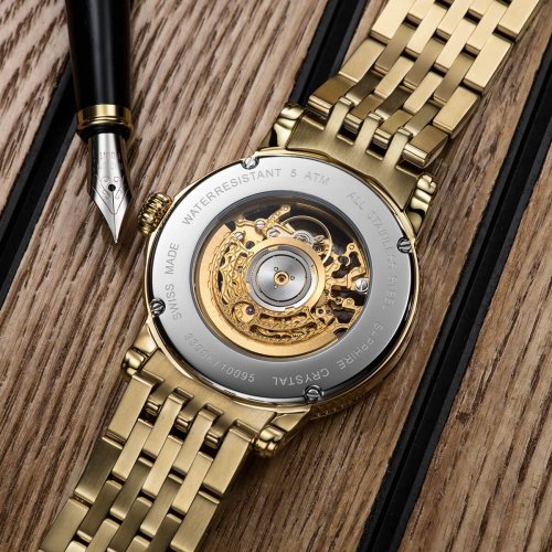 Orologio da uomo Epos color oro con cinturino in acciaio Emotion 3390.156.22.25.32 41MM Automatic