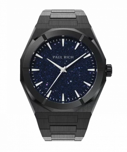 Relógio Paul Rich preto para homem com pulseira de aço Star Dust II - Black 43MM