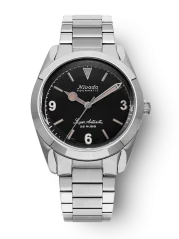 Men's silver Nivada Grenchen watch with steel strap Super Antarctic 32032A20 3.6.9 Black 38MM Automatic