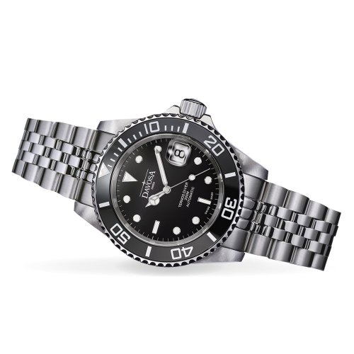 Montre Davosa pour homme en argent avec bracelet en acier Ternos Ceramic - Silver/Black 40MM Automatic