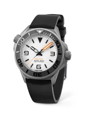Relógio Undone Watches prata para homens com pulseira de borracha AquaLume Black 43MM Automatic