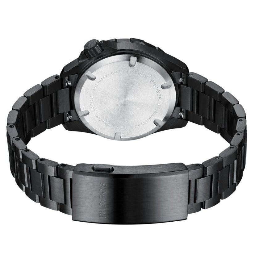 Černé pánské hodinky Phoibos Watches s ocelovým páskem Apollo PY056DX - Automatic 39MM