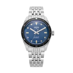 Montre Vulcain pour hommes en argent avec bracelet en acier Skindiver Nautique Blue with Khaki Brown Lum - Beads of Rice 44,5MM Automatic