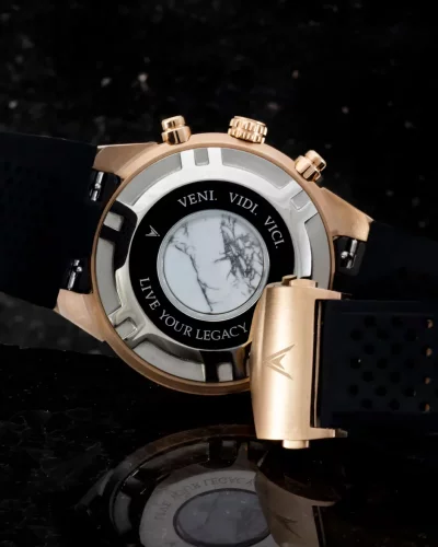 Čierne pánske hodinky Vincero s gumovým pásikom The Rogue Rose Gold/White 43MM