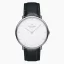 Stříbrné pánské hodinky Nordgreen s koženým páskem Native White Dial - Black Leather / Silver 40MM