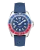 Men's silver Momentum Watch with rubber strap Sea Quartz GMT Pepsi - Blue Tropic FKM Rubber 42MM