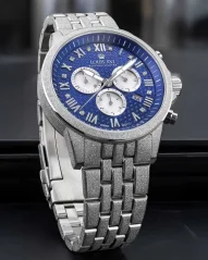 Men's silver Louis XVI watch with steel strap Frosted Aramis 2.0 With Diamonds - 3623 Silver 43MM