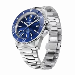 Relógio masculino de prata Venezianico com bracelete de aço Nereide 3321502C Blue 42MM Automatic
