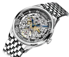 Męski srebrny zegarek Agelocer Watches z paskiem stalowym Bosch Series Steel Silver 40MM Automatic