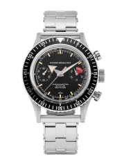 Men's silver Nivada Grenchen watch with steel strap Closed Caseback Chronomaster Paul Newman Inter.Bezel 86056M13LC 38MM