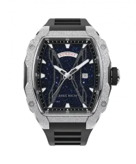 Montre homme Paul Rich Watch couleur argent avec caoutchouc Frosted Astro Day & Date Abyss - Silver 42,5MM