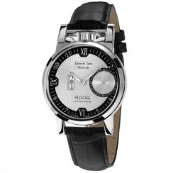 Stříbrné pánské hodinky Epos s koženým páskem Sophistiquee 3383.618.20.68.25 41MM Automatic