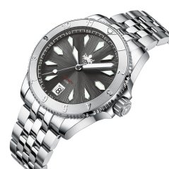 Montre Phoibos Watches pour homme en argent avec bracelet en acier Voyager PY026E - Automatic 39MM