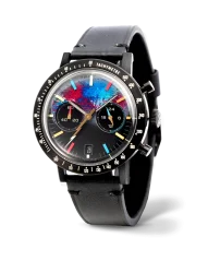 Relógio Undone Watches preto para homem com bracelete em pele Midnight Prism 42MM