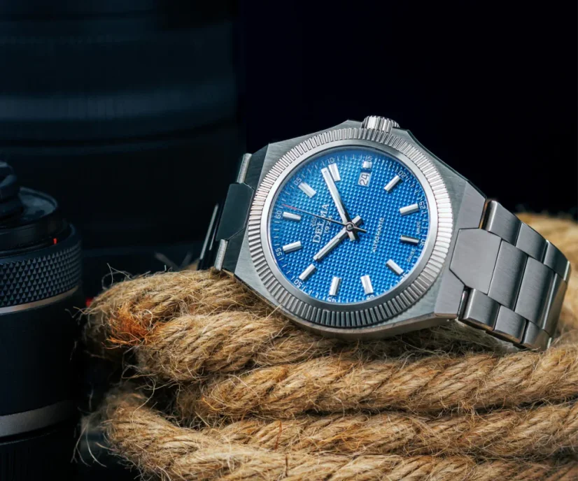 Muški srebrni sat Delma Watches s čeličnim pojasom Midland Automatic Silver / Ocean Blue 40,5MM