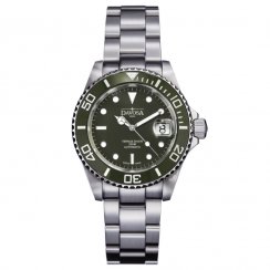 Men's silver Davosa watch with steel strap Ternos Ceramic - Silver/Green 40MM Automatic