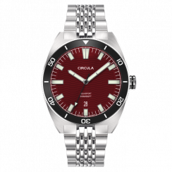 Stříbrné pánské hodinky Circula s ocelovým páskem AquaSport II - Red 40MM Automatic